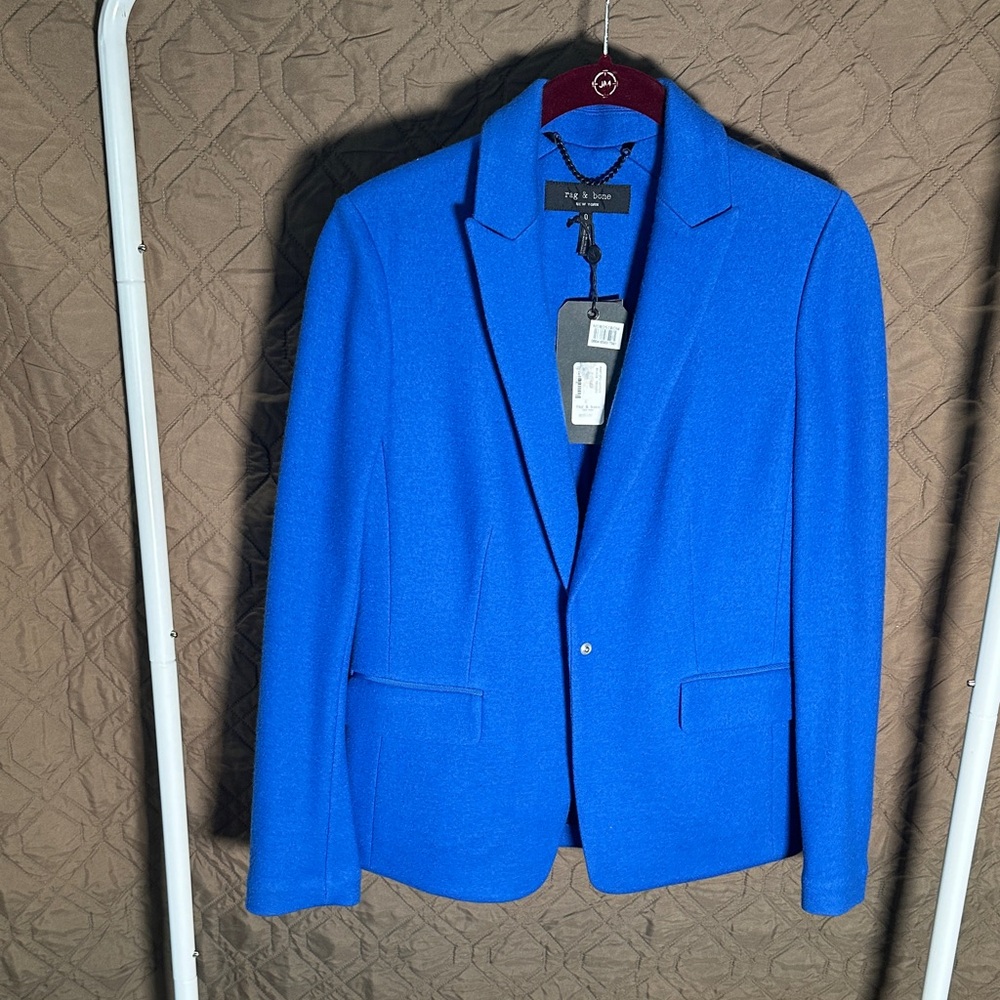 rag & bone Electric Blue Single-Button Men's Blazer